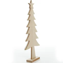 Wooden Christmas Tree with Fur and Star Ornament Sale
