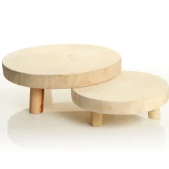 Wooden Footed Round Wooden Table Centrepiece Large Online