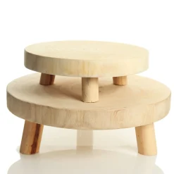 Wooden Footed Round Wooden Table Centrepiece Large Online