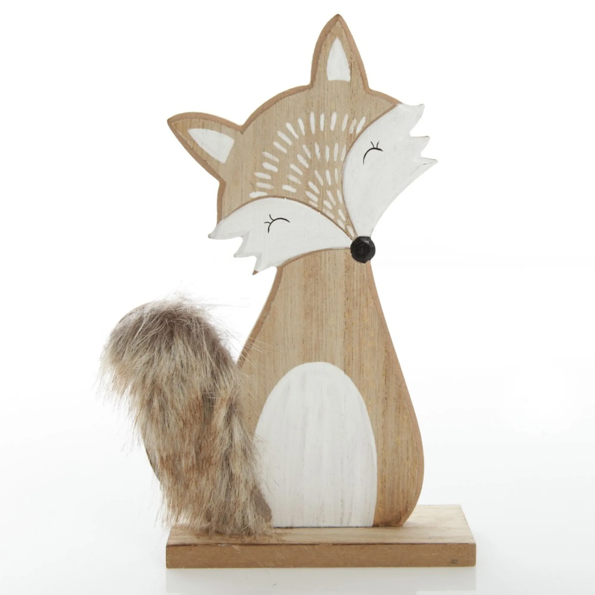 Wooden Fox Ornament with Bushy Tail Cheap