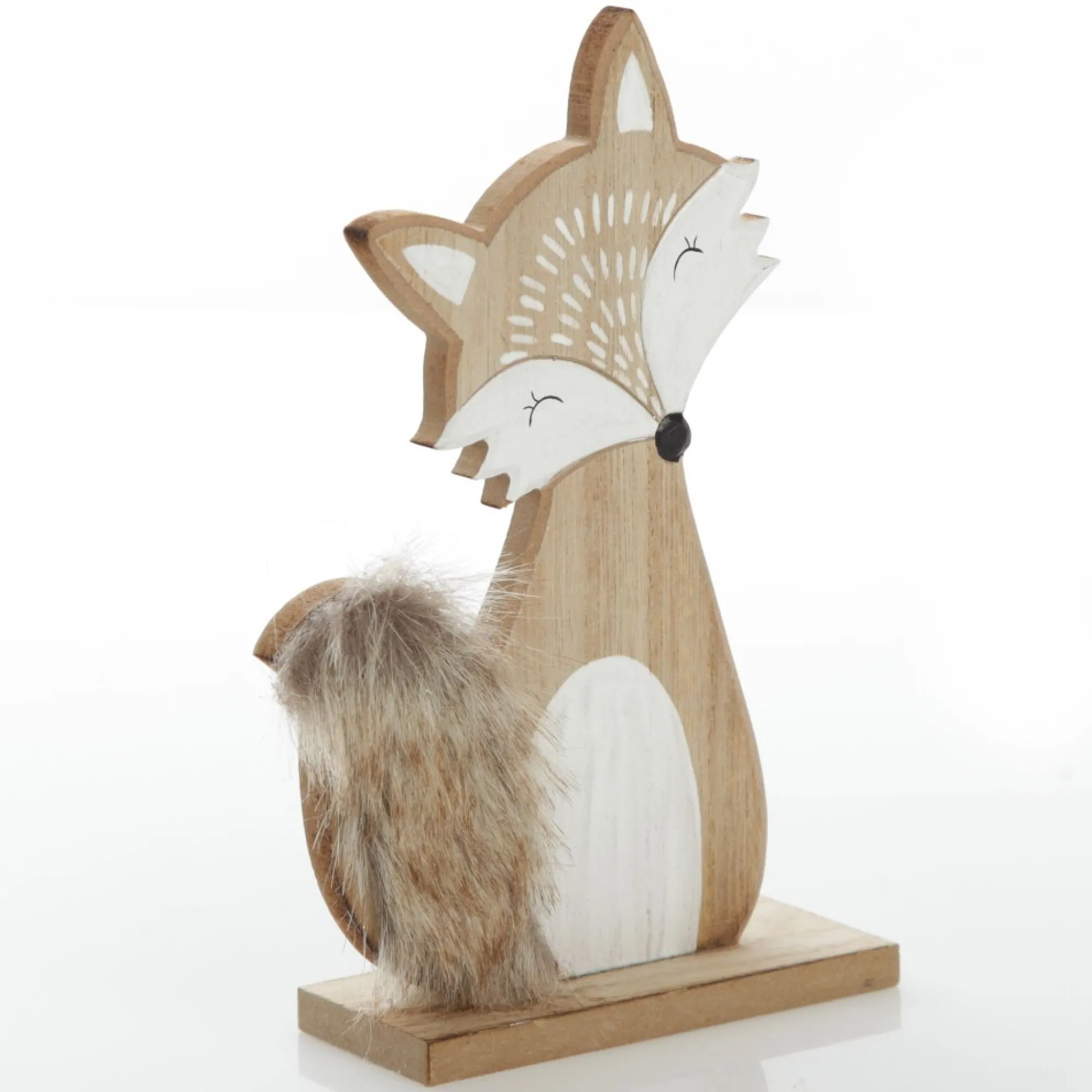 Wooden Fox Ornament with Bushy Tail Cheap