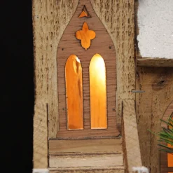 Wooden Light up House with Winter Snow Hot