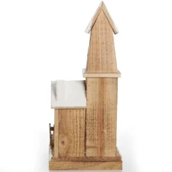 Wooden Light up House with Winter Snow Hot