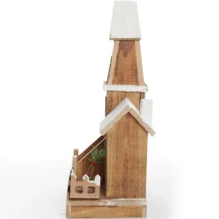 Wooden Light up House with Winter Snow Hot