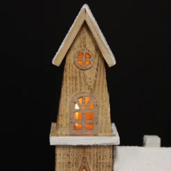 Wooden Light up House with Winter Snow Hot